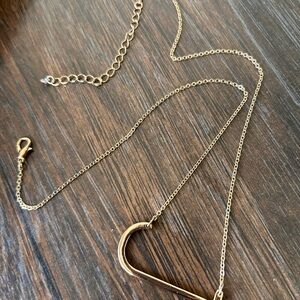 Gold letter necklace the letter J with Crystal accent and lobster claw clasp